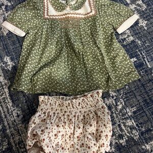 Floral Green and White Blouse Set